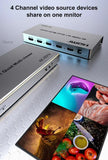 4K 60Hz HDMI Multiviewer 4x1 4 in 1 Out Switch Quad Screen Multi-Viewer 90° 180° 270° Flip PIP 8 Modes for PS4 PC Camera To TV