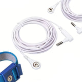 Grounding Blue Wrist Band (2 Sets) For Healthy Earthing Energy With 2 Straight Cords (16‘ Full Length) Grounding Without Mats
