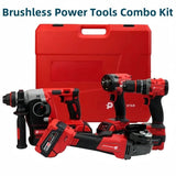 Brushless Electric Tools Screwdriver  Electric Hammer Angle Grinder Electric Wrenches Combination Set with 4 Batteries