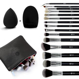 Popular Eco Friendly 15piece Kabuki Black Competitive Professional Makeup Brush Set with Case