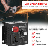 AC110V 4000W SCR Voltage Regulator NHT-4000W Black Aluminum 0-220V Output 9A Rated Current 18A Max Current 115x100x83mm 459g 1pc