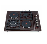4 Burner Hybrid Cooktop - Gas & Electric, 304 Stainless Steel with Color Drip Pans, 15kW Output (OEM/ODM Wholesale)