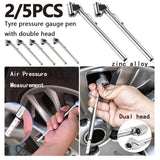 2/5PCS Car Tyre Pressure Test Pen 10-120 PSI Dual Head Bicycle Tyre Pressure Gauge Car Tyre Pressure Gauge Emergency Use