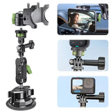 Universal Car Suction Cup Mount with Adjustable Metal Magic Arm Stand for GoPro/Insta360 & DJI Action & Action2 and Phones