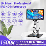 DM12 1500X Digital HD Video Microscope Coin Magnifier 20MP HDMI Electronic Microscope for Soldering with 10.1 Inch IPS Screen