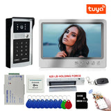 New Tuya 9 Inch Screen WiFi Video Door Doorbell System With RFID Password Camera Phone APP Unlock +Electric Control Door Lock