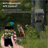 4K 60MP Wifi Solar Powered Wild Trail Camera, Photo Traps with Live View 5200mAh Li-Battery, 120 Degree Wide Angle for Hunting