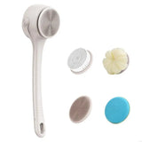 New Waterproof Body Scrubbers Electric Shower Brush Long Double Handle 4Replaceable Head For Deep Cleansing And Skin
