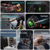 Outdoor Sports GPS Smart Watch Men With Flashlight Compass Waterproof 600mAh Battery BT Call AI Voice Assistant Smartwatch