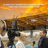 300m 4K Wireless HDMI Extender Dual Display Video Transmitter and Receiver Support Battery Switcher DSLR Camera Laptop PC To TV
