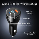 Dual Port Digital Display Smart Car Charger Adapter Fast 5A Charging QC3.0 PD140W USB C 100W OTP OVP 2A Phone SCP