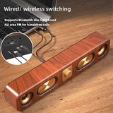 Portable Retro Wooden Long Strip Bookshelf  With 4 loudspeaker Wireless Sound Bar Speakers Stereo Surround Car Blutooth Audio