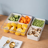 Vegetable Tray with lid Food Storage Container Square Fruit Separator Snack Tray Container with 4 Compartments Container