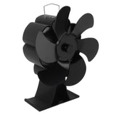Black 6 Blade Heat Powered Stove Fan Thermodynamically Driven Fireplace Fan for Heat Dissipation