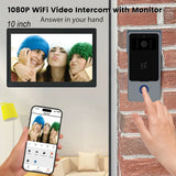 Tuya 10-Inch 1080p Video Intercom System with Night Vision Camera, Remote Unlock Support, Smart Home app Integration for Outdoor