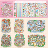 2.0 Plus Size Miniature Landscape Sticker Collection 6-in-1 Decompression DIY Cabin Scene Sticker PET Cartoon