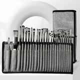 Cloth Roll 24Pcs Artist Paint Brushes Set Nylon Hair with Scraper Watercolor Brush Pen Delicate Wooden Handle