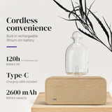 For Aromatherapy - Battery Operated Diffuser Wood & Glass Oil Diffuser For Home Office Nebulizing Essential Oil Diffusers