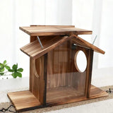 2025 New Natural Pine Squirrels Feeding Station With Clear Observation Window For Garden Installation