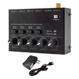 Ultra Low Noise 4 Channel Line Stereo Mixer 4 Input 1 Output DC 5V Mini Audio Mixer For Live Studio Recording