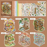 New PET Miniature Scene Collection Cartoon DIY 3D Pocket Cabin Scene Stickers Visual Stacking 3D Landscape Sticker Book