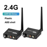 50m 2.4GHz Transmitter Receiver 5.8G Wireless Audio Adapter Sound System with Volume Control for R/L 3.5mm RCA Subwoofer Speaker