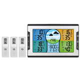 Digital Weather Station with 3 Remote Sensors 328ft/100m Black & Silver ABS Indoor Outdoor Temperature Humidity Monitor Alarm