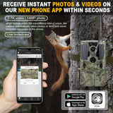 4G LTE, 2.7K HD Video Cellular Wildlife Trail Camera, Photo Traps with Live View, Cloud Storage, App Setting for Home Security