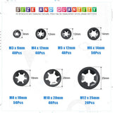 280Pcs Internal Tooth Push On Locking Washers Speed Clips Star Nut Locking Fasteners Assortment Kit M3 M4 M5 M6 M8 M10 M12