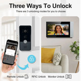 2-Wire Video Door Phone with 7inch IPS Touch Screen Smart Video Intercom System for Home 1080P Support Taya  App IC Card Unlock