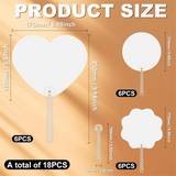 18 PCS Sublimation Fans Blank, PET Plastic Sublimation Hand Fans for Church Parties Graduation Party Favors