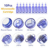 10pcs Hydra Needle Derma Stamp 9/12/24/36/42 Pin 3d 5d Nano Facial Meso Injector Pen Microneedle Cartridge With Syringe Tube
