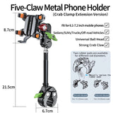 Five Claw Metal Vacuum Adsorption Car Phone Holder Bracket for Off-road Vehicles Sturdy Stable for 6.1-7.2 Inch Phones