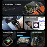 D09 Outdoor Sports Smartwatch Men Metal Craftsmanship Mechanical Design 2-Tone Strap 1.9 Inch IPS DAFIT App 128MB Memory BT Call