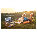 Retro Portable Radio - AM/FM/SW, Bluetooth, Solar/D Battery/USB-C, TWS, TF/USB Playback, Vintage Sound