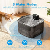 New Flows USB Powered Pet Water Fountain Cats in Transparent Black Large Capacity Quiet Easy to Design Water