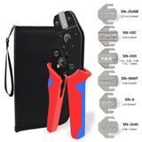 Crimping Tool Kit with Bag, 6 Interchangeable Dies, Adjustable Crimping Range, Multifunction Crimper Pliers for Various Crimp