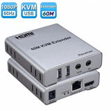 60M USB KVM HDMI Extender 1080P over CAT5e Cat6 RJ45 Ethernet Cable Audio Video Transmitter Receiver Signal Extension Converter
