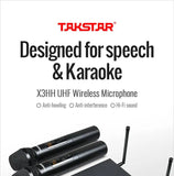 TAKSTAR X3HH UHF Wireless Microphone System Transmitter Displays for KTV, Karaoke and Speech