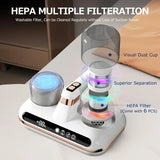 Mattress Bed Vacuum Cleaner Cordless Portable Handheld 16Kpa Powerful Suction UV-C Light & Ultrasonic for Sheet Sofa Cleaning