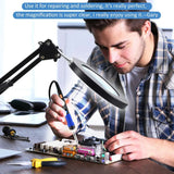 10X Real Glass Magnifier Table Lamp and Clip-On LED Illuminated Magnifier for Soldering Iron Repair Read Crafts Close-Up Work