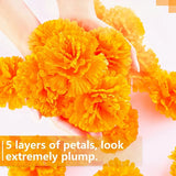 3.9inch Marigold Flowers Artificial Day of the Dead Flower 50Pcs Fake Marigold Flowers Head for Marigold Garland Making