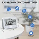 BLADR Touch Digital Shower Hygrometer Thermometer P54 Waterproof LCD Bathroom Kitchen Audible Atomic Alarm Clock Countdown Timer