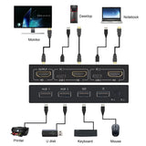 HDMI-compatible 4K*2K KVM Switch Splitter 2-Port HDTV USB Plug And Play for Shared Monitor Keyboard And Mouse Notebook Printer