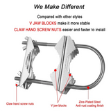 B27B Double Antenna Mast Clamp V Jaw Block With U Bolts Heavy Duty Anti-Rust Mast To Mast Mount Bracket Kit For TV,CB(15 Set)