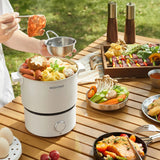 110V 220V Electric Cooking Pot Folded Hotpot 2L Multicooker Fried Pan Mini Rice Cooker Non-stick Electric Skillet for Travel