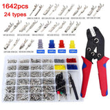 1642Pcs Connector Pins Kit,1/1.5/1.8/2.2/2.3/2.8/3.5mm Male&Female Wire Pins,Non Insulated Wire Terminal Pin Kit,Pin Crimp Plier