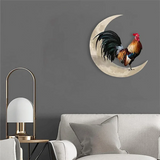 Metal Wall Hanging Sign Rooster Moon Wall Decor Wall Unique Arts For Farmhouse Home Garden Decor Durable Easy To U