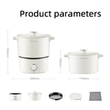 110V 220V Electric Cooking Pot Folded Hotpot 2L Multicooker Fried Pan Mini Rice Cooker Non-stick Electric Skillet for Travel
