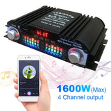 1600W Peak Power HiFi Sound Amplifier FM Radio USB Bluetooth-Compatible Karaoke Player Remote Control 4 Channel HiFi Stereo AMP
